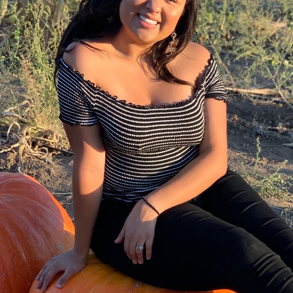 Striped Off the Shoulder Woven Top